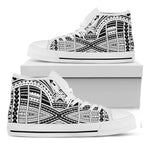 Black And White Maori Tribal Print White High Top Shoes