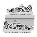 Black And White Maori Tribal Print White Running Shoes