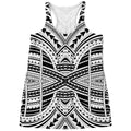 Black And White Maori Tribal Print Women's Racerback Tank Top