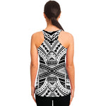 Black And White Maori Tribal Print Women's Racerback Tank Top