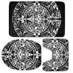 Black And White Maya Calendar Print 3 Piece Bath Mat Set
