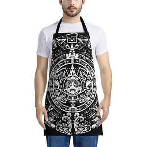 Black And White Maya Calendar Print Apron