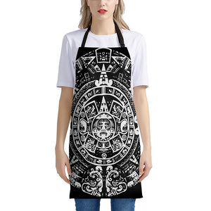 Black And White Maya Calendar Print Apron