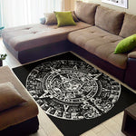Black And White Maya Calendar Print Area Rug