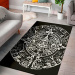 Black And White Maya Calendar Print Area Rug