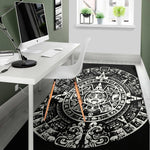 Black And White Maya Calendar Print Area Rug