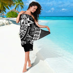 Black And White Maya Calendar Print Beach Sarong Wrap