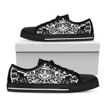 Black And White Maya Calendar Print Black Low Top Shoes 