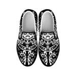 Black And White Maya Calendar Print Black Slip On Shoes