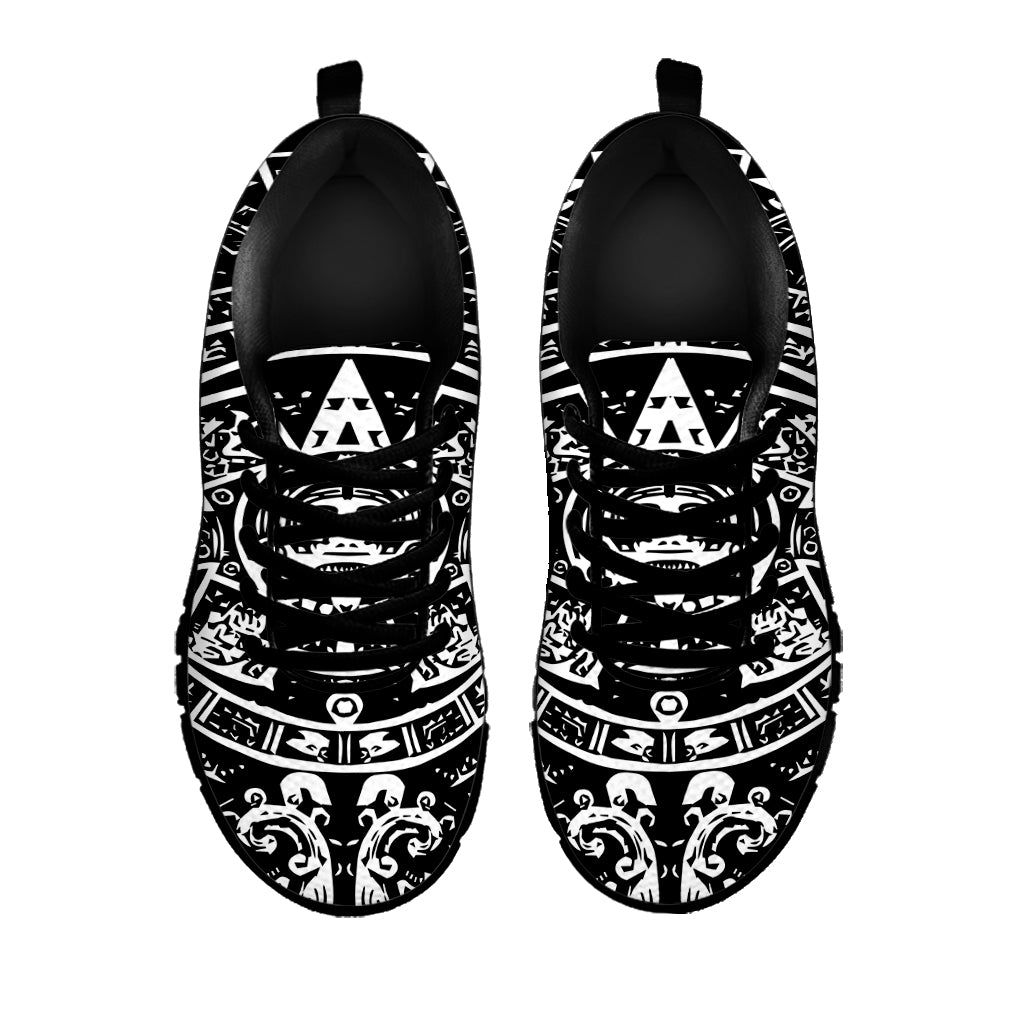 Black And White Maya Calendar Print Black Sneakers