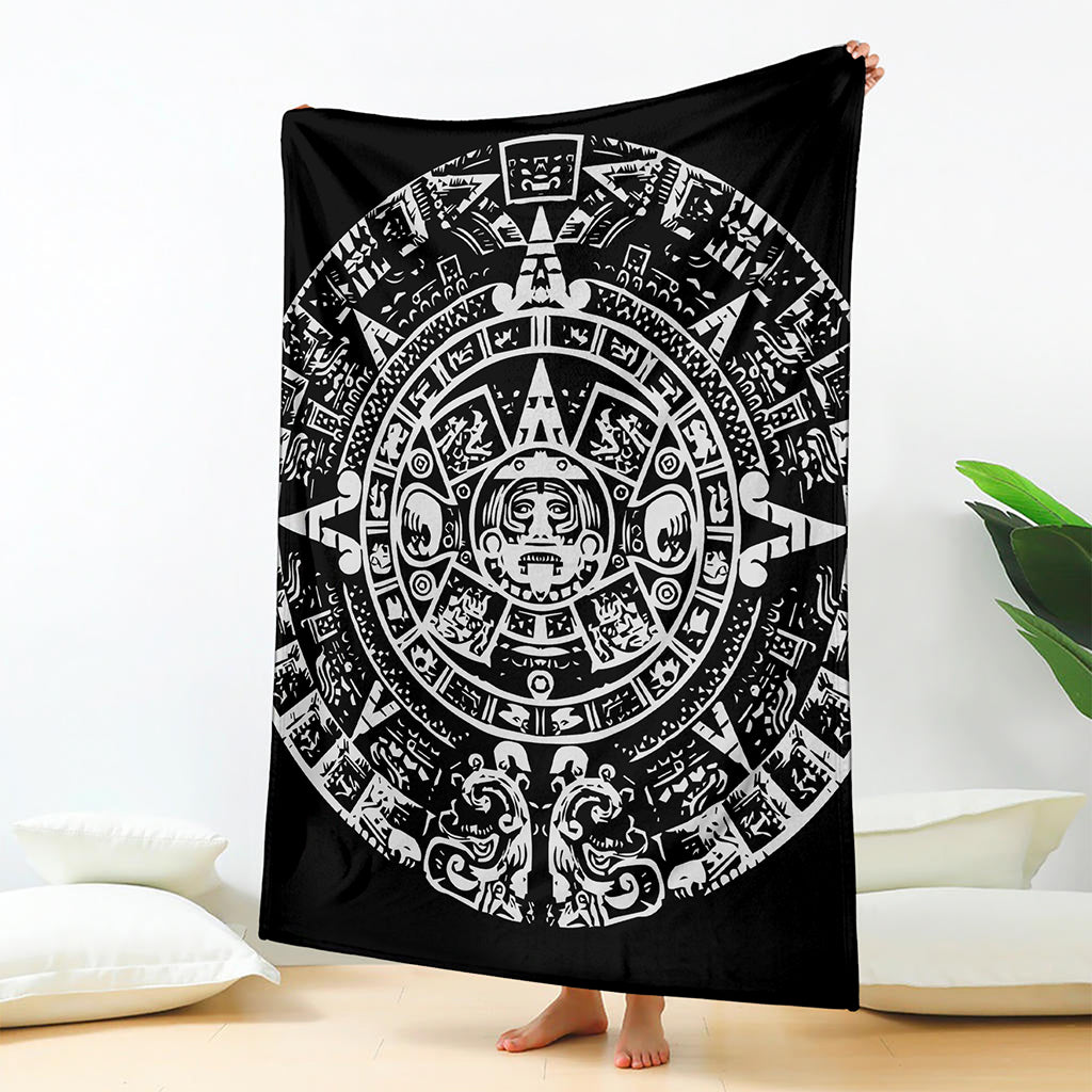 Black And White Maya Calendar Print Blanket
