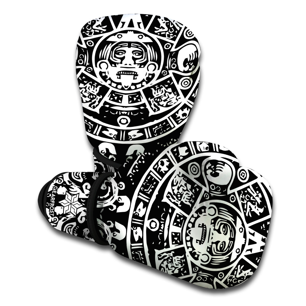Black And White Maya Calendar Print Boxing Gloves
