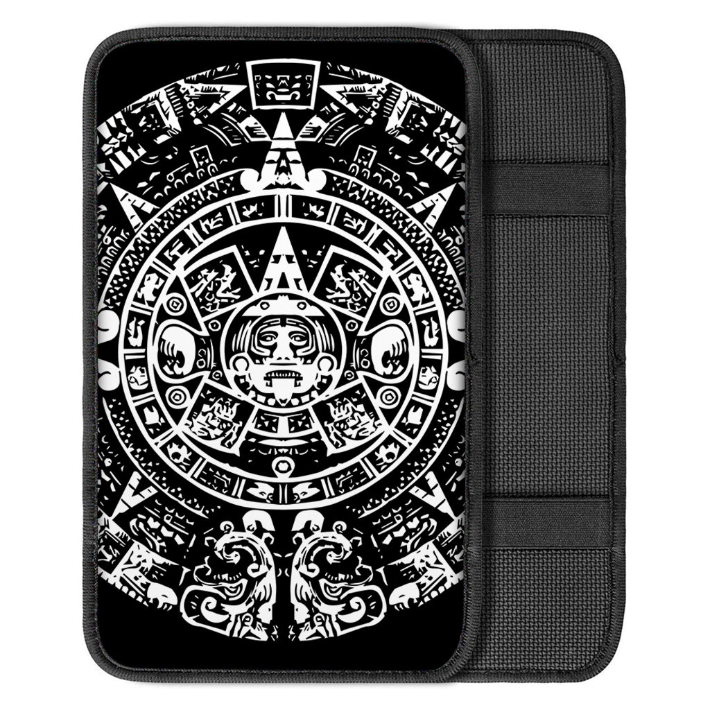 Black And White Maya Calendar Print Car Center Console Cover