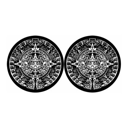 Black And White Maya Calendar Print Car Coasters