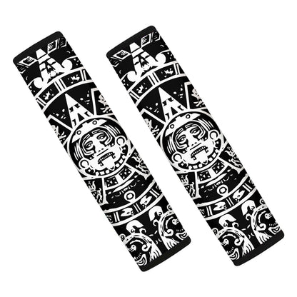 Black And White Maya Calendar Print Car Seat Belt Covers