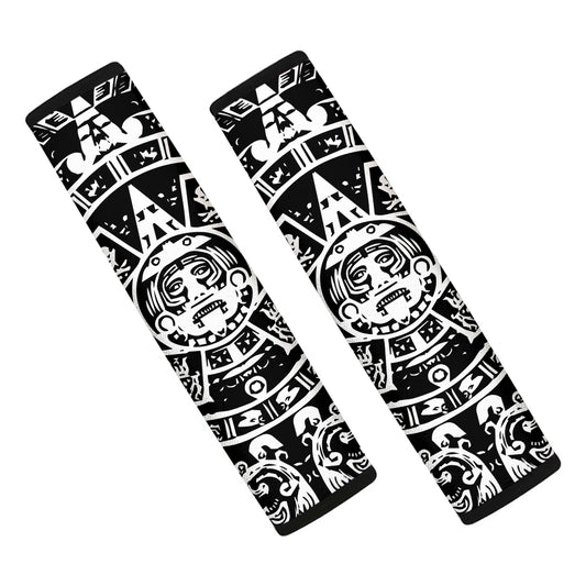 Black And White Maya Calendar Print Car Seat Belt Covers