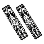 Black And White Maya Calendar Print Car Seat Belt Covers