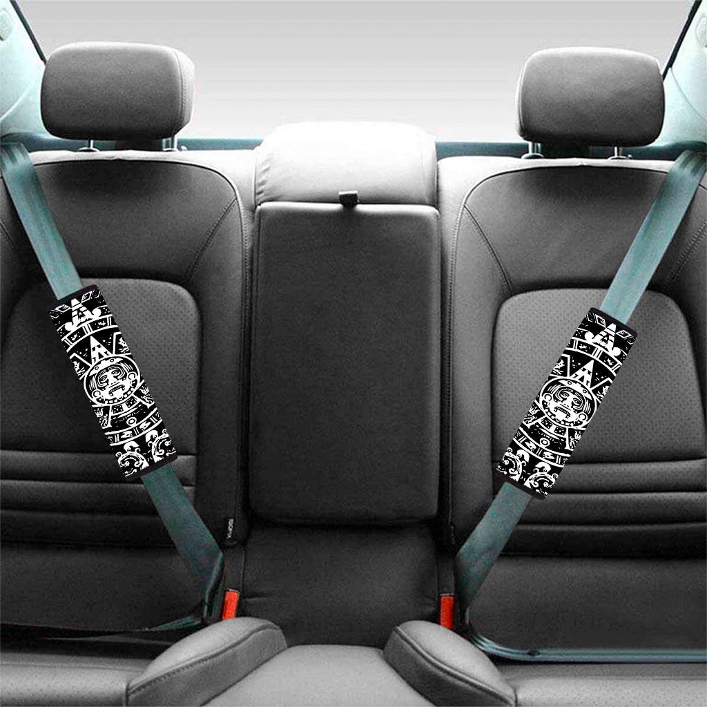 Black And White Maya Calendar Print Car Seat Belt Covers
