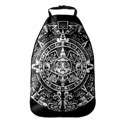 Black And White Maya Calendar Print Car Seat Organizers
