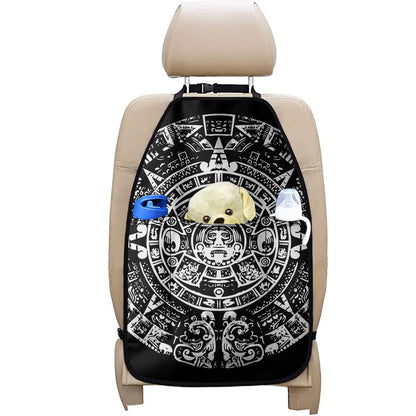 Black And White Maya Calendar Print Car Seat Organizers