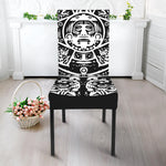 Black And White Maya Calendar Print Dining Chair Slipcover