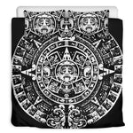 Black And White Maya Calendar Print Duvet Cover Bedding Set
