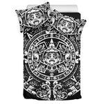 Black And White Maya Calendar Print Duvet Cover Bedding Set