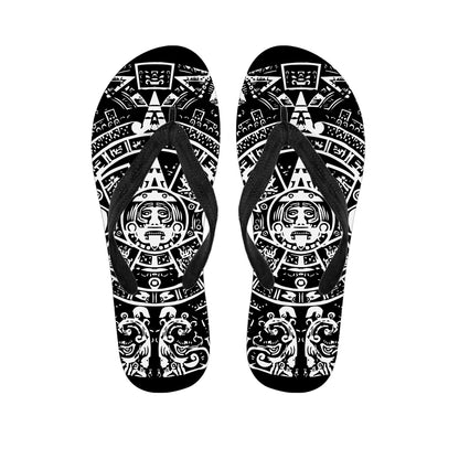 Black And White Maya Calendar Print Flip Flops