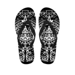 Black And White Maya Calendar Print Flip Flops