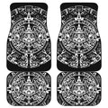 Black And White Maya Calendar Print Front and Back Car Floor Mats