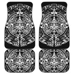 Black And White Maya Calendar Print Front and Back Car Floor Mats