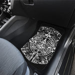 Black And White Maya Calendar Print Front and Back Car Floor Mats