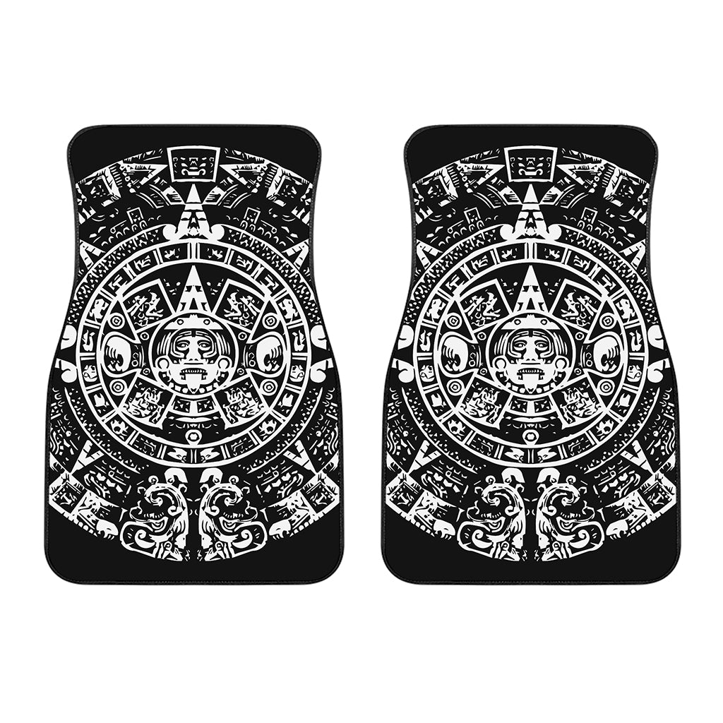 Black And White Maya Calendar Print Front Car Floor Mats