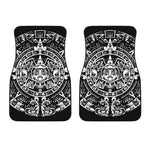 Black And White Maya Calendar Print Front Car Floor Mats