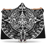 Black And White Maya Calendar Print Hooded Blanket