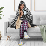 Black And White Maya Calendar Print Hooded Blanket