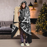 Black And White Maya Calendar Print Hooded Blanket