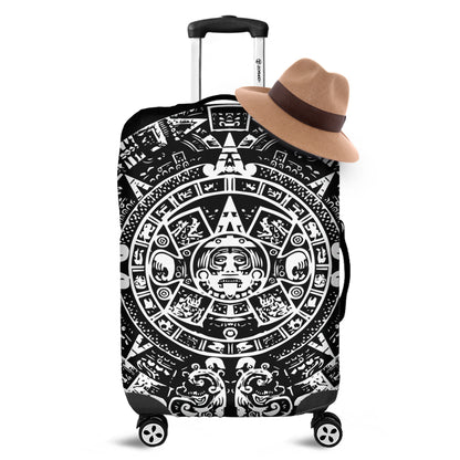 Black And White Maya Calendar Print Luggage Cover