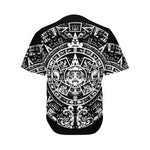 Black And White Maya Calendar Print Men's Baseball Jersey