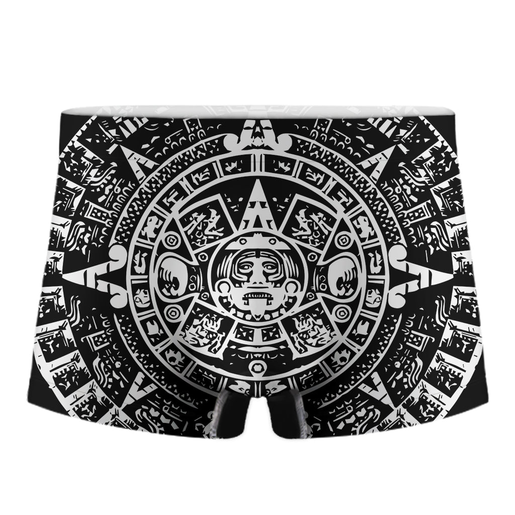 Black And White Maya Calendar Print Men's Boxer Briefs