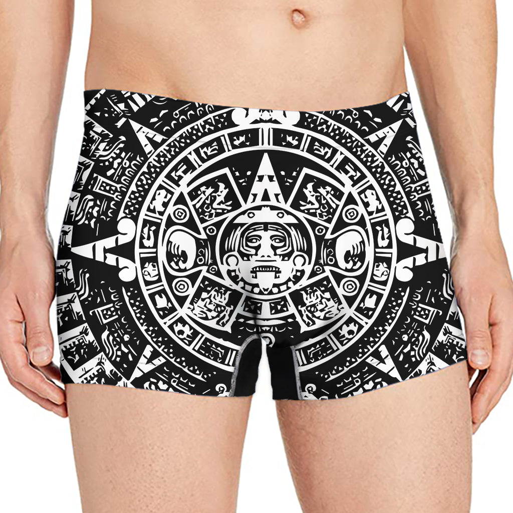 Black And White Maya Calendar Print Men's Boxer Briefs