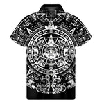 Black And White Maya Calendar Print Men's Short Sleeve Shirt