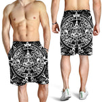 Black And White Maya Calendar Print Men's Shorts