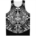 Black And White Maya Calendar Print Men's Tank Top