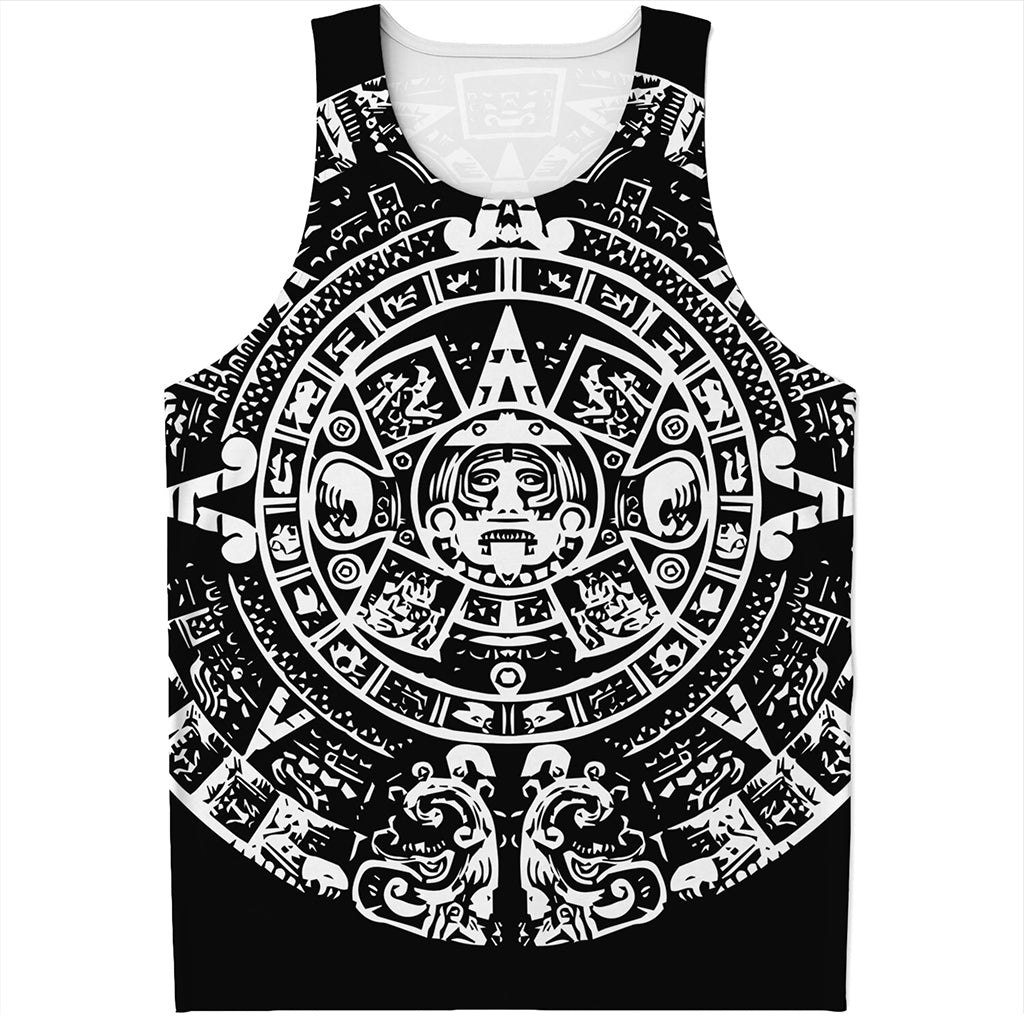 Black And White Maya Calendar Print Men's Tank Top
