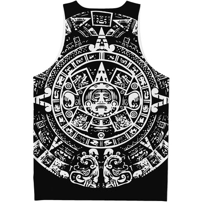 Black And White Maya Calendar Print Men's Tank Top