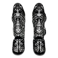 Black And White Maya Calendar Print Muay Thai Shin Guards