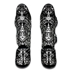 Black And White Maya Calendar Print Muay Thai Shin Guard