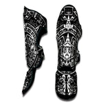 Black And White Maya Calendar Print Muay Thai Shin Guard