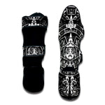 Black And White Maya Calendar Print Muay Thai Shin Guard